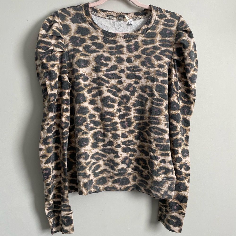 Anthropologie Moth Animal Print Puff Sleeve Sweater